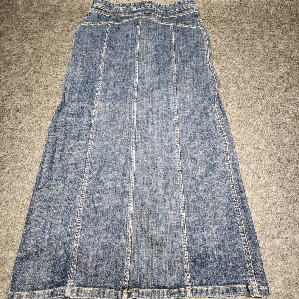 Eddie Bauer Womens Long Denim Jean Maxi Ankle Skirt Front Slit 12 Long - Picture 4 of 7
